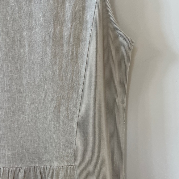 Terzo Millennio Linen Dress S Beige Embroidered Floral Shift Sleeveless Italy - Picture 7 of 11